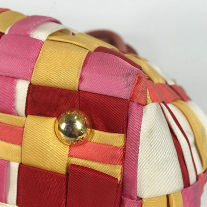 Prada Handbag Triangle Logo Triangle Logo Plate Nylon Pink