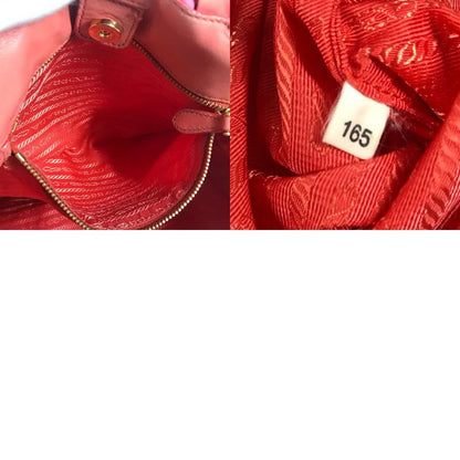 Prada Handbag Triangle Logo Triangle Logo Plate Nylon Pink