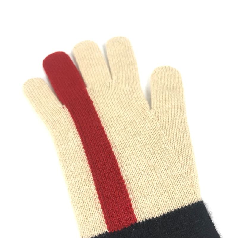Hermes Gloves Striped Long Gloves Cashmere Beige