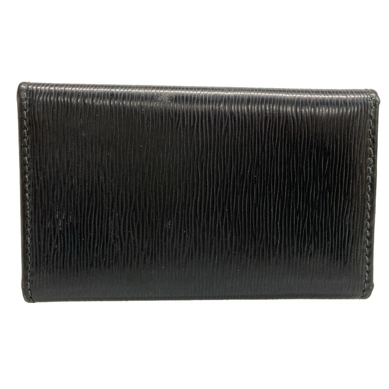 Prada Key Case - Black Shape Stamped Leather