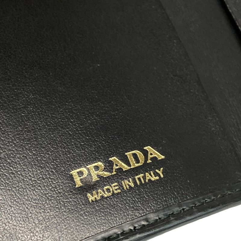 Prada Key Case - Black Shape Stamped Leather