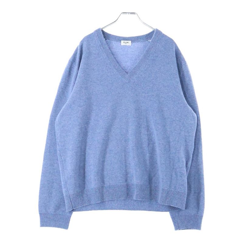 Celine V-neck Cashmere Knit Sweater Blue 3zd6207