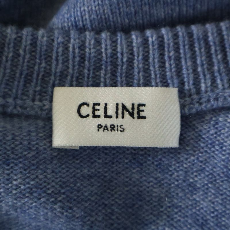Celine V-neck Cashmere Knit Sweater Blue 3zd6207