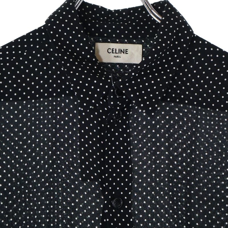 Celine Classic Shirt IN DOT Printed Viscose Dotted Classic Viscose Long Sleeve