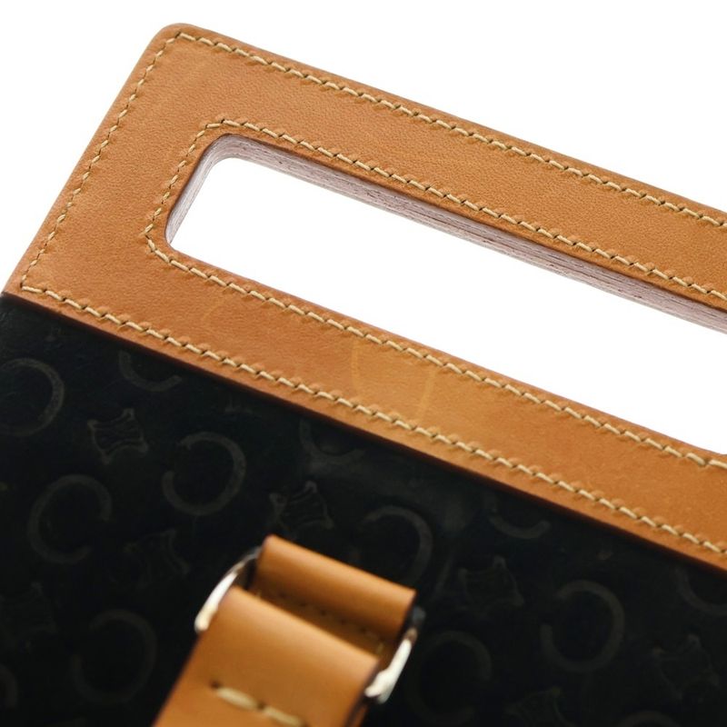 Celine C Macadam Crossbody Bag Waist Bag Black And Brown Suede And Leather