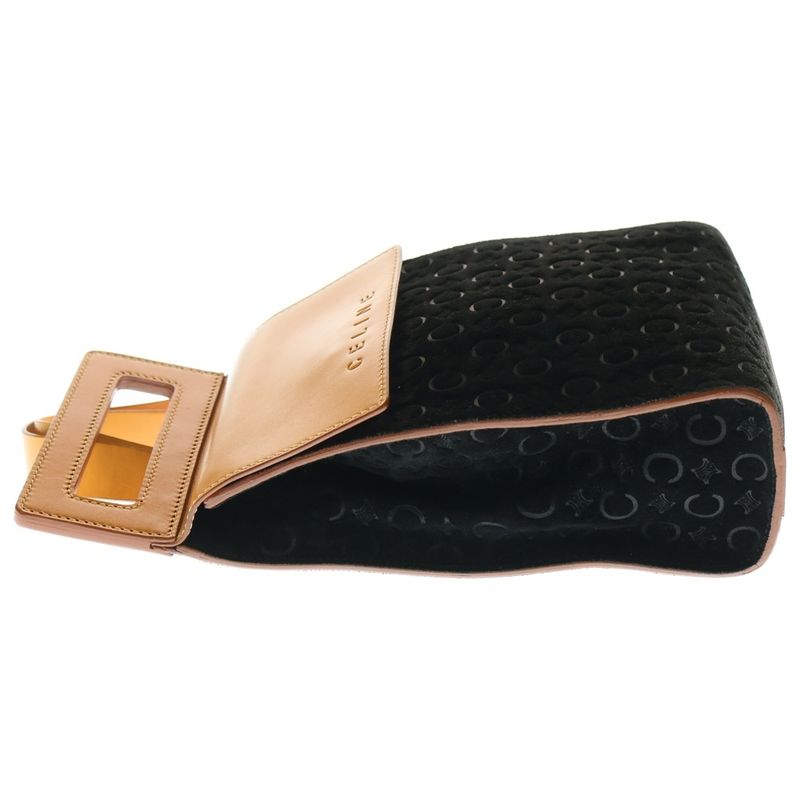 Celine C Macadam Crossbody Bag Waist Bag Black And Brown Suede And Leather