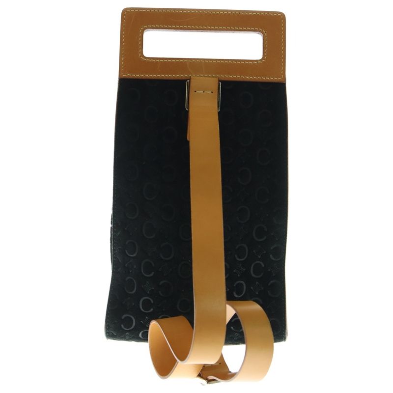 Celine C Macadam Crossbody Bag Waist Bag Black And Brown Suede And Leather