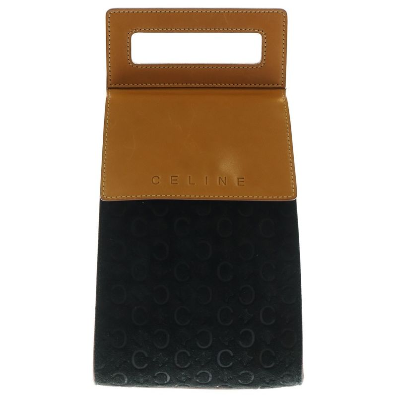 Celine C Macadam Crossbody Bag Waist Bag Black And Brown Suede And Leather