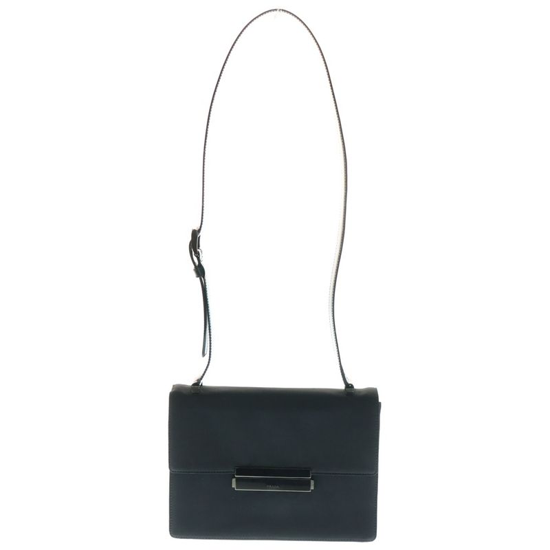 Prada Tessuto Shoulder Bag Shoulder Pochette Black Nylon Silver Hardware