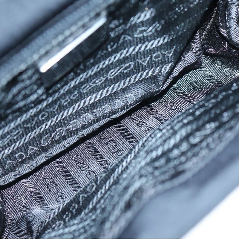 Prada Tessuto Shoulder Bag Shoulder Pochette Black Nylon Silver Hardware