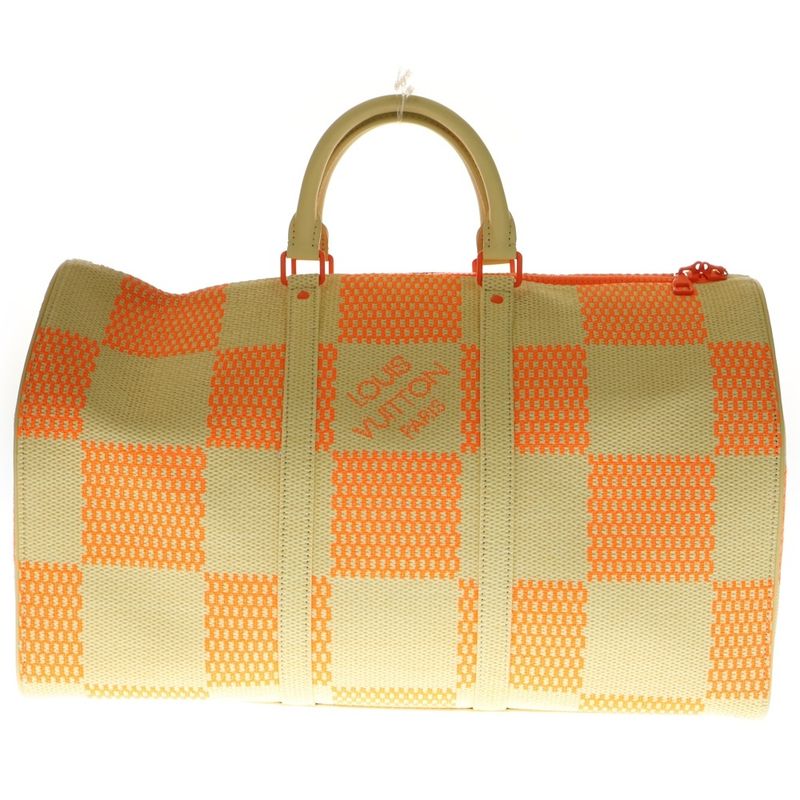 Louis Vuitton Keepall Bandouliere 50 Raffia Boston Bag M57419 Orange