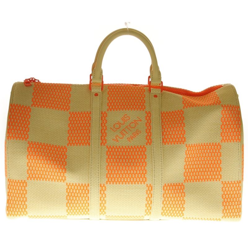 Louis Vuitton Keepall Bandouliere 50 Raffia Boston Bag M57419 Orange