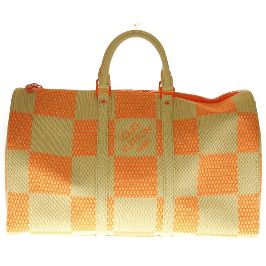 Louis Vuitton Keepall Bandouliere 50 Raffia Boston Bag M57419 Orange