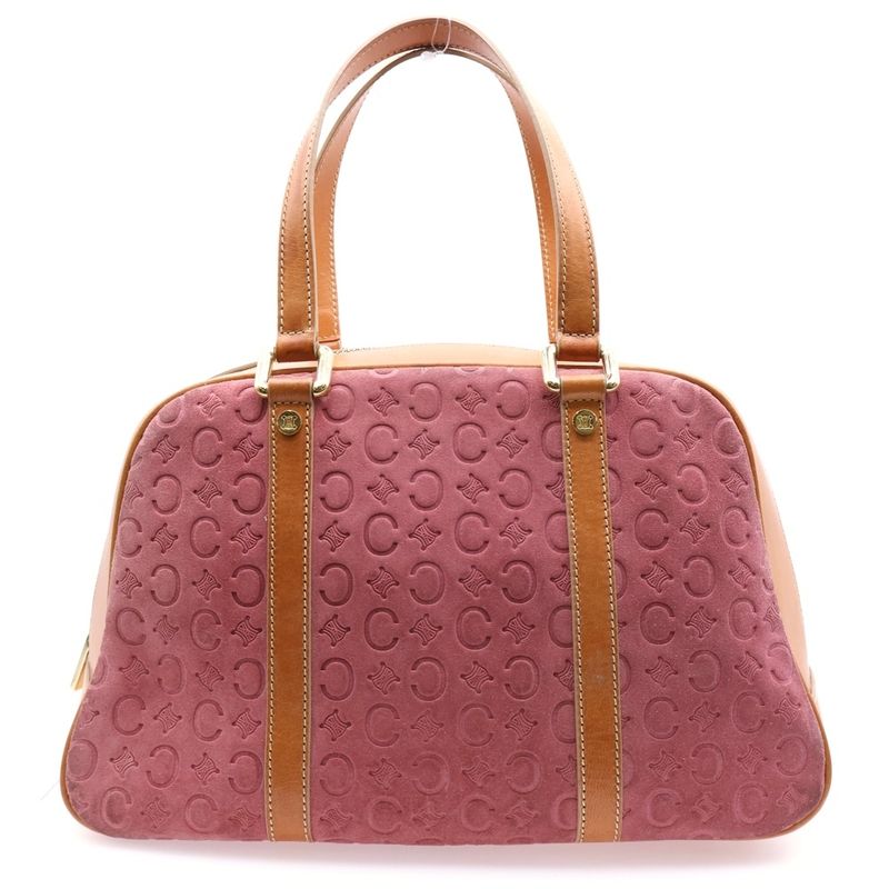 Celine C Macadam Suede Leather Handbag Pink