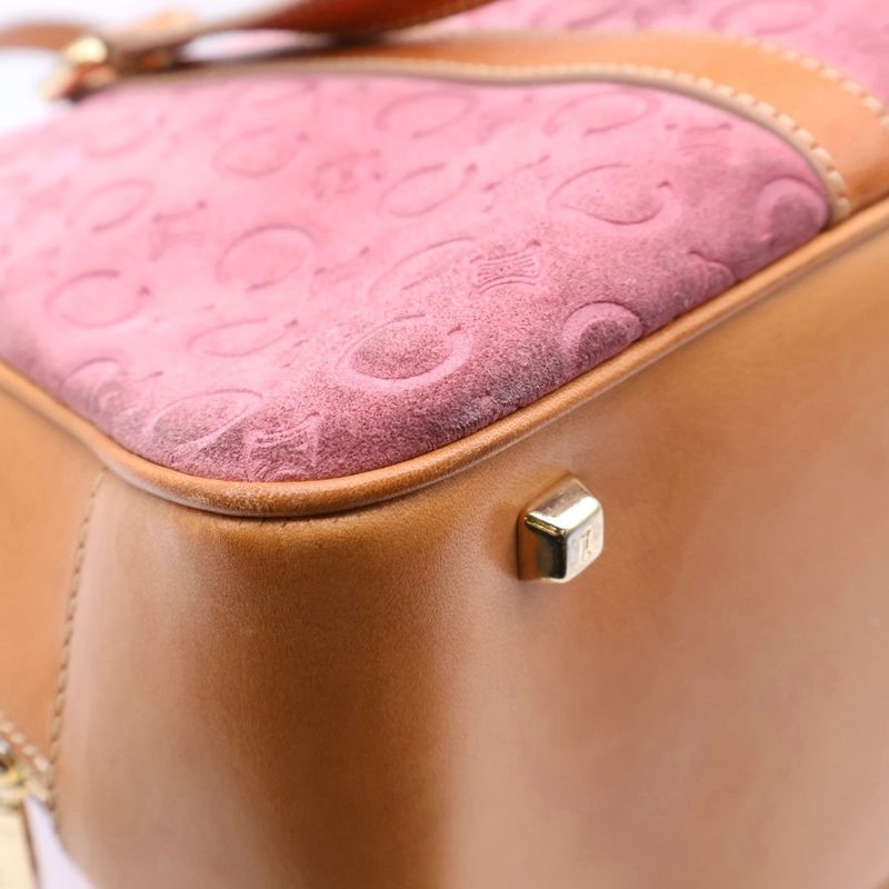 Celine C Macadam Suede Leather Handbag Pink