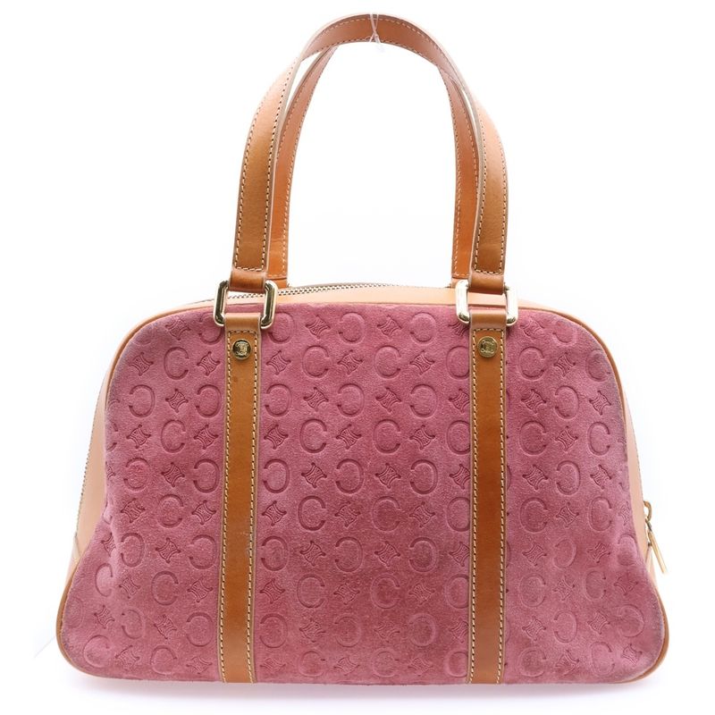 Celine C Macadam Suede Leather Handbag Pink
