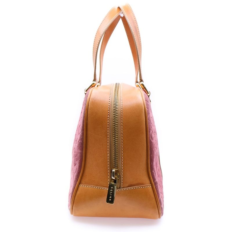 Celine C Macadam Suede Leather Handbag Pink