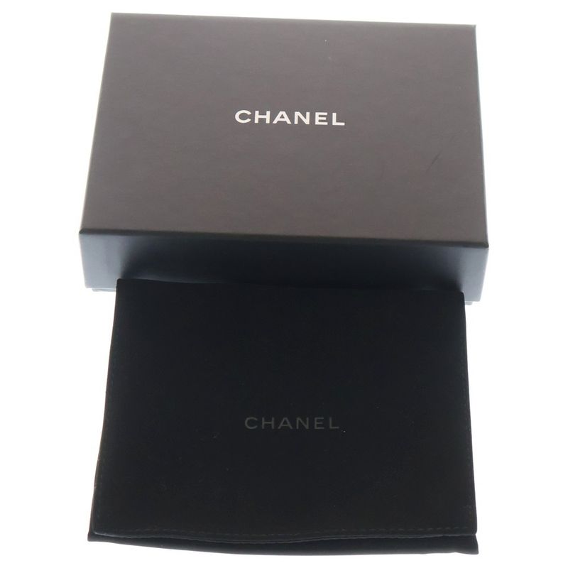 Chanel Matelasse Fold Wallet Black Lambskin Compact Wallet Gold Hardware