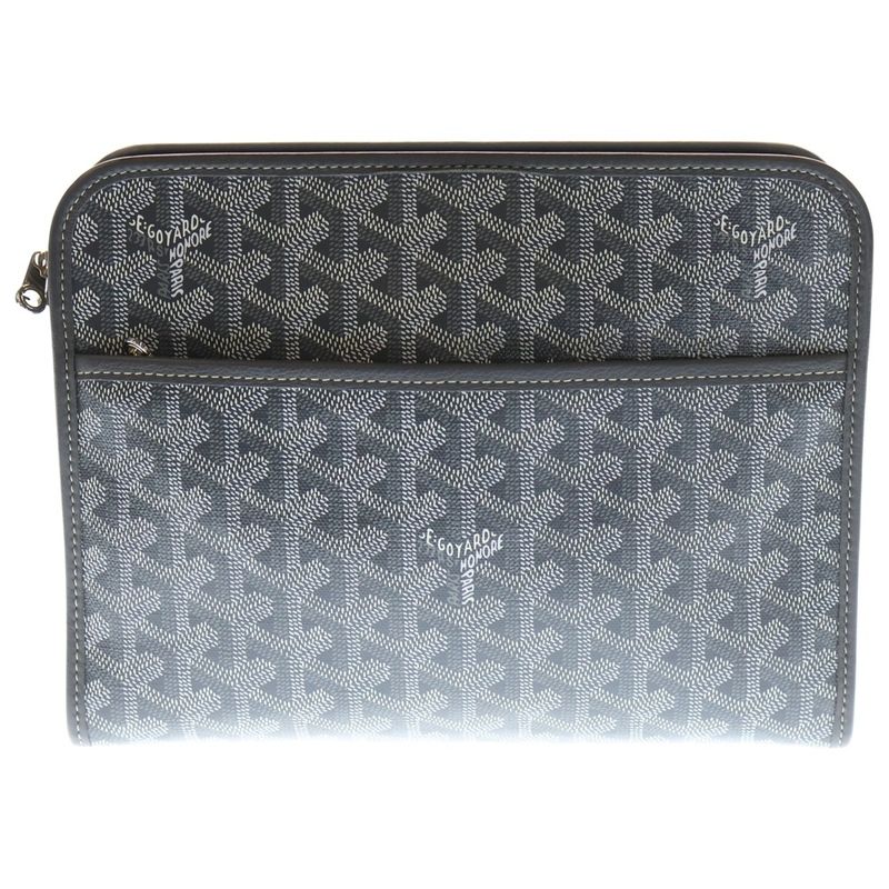 Goyard Jouvence MM Second Bag Coated Canvas Leather Clutch Bag Gray Jouvenmmlty5