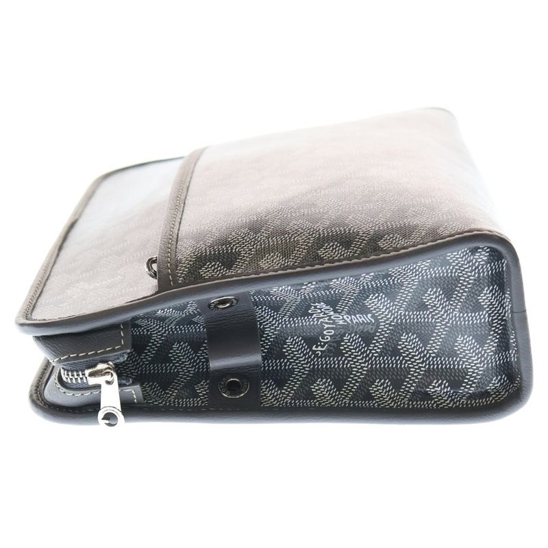 Goyard Jouvence MM Second Bag Coated Canvas Leather Clutch Bag Gray Jouvenmmlty5