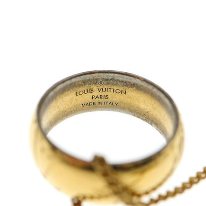 Louis Vuitton LV Logo Ring Monogram Charm Medal Chain Necklace Gold M80189