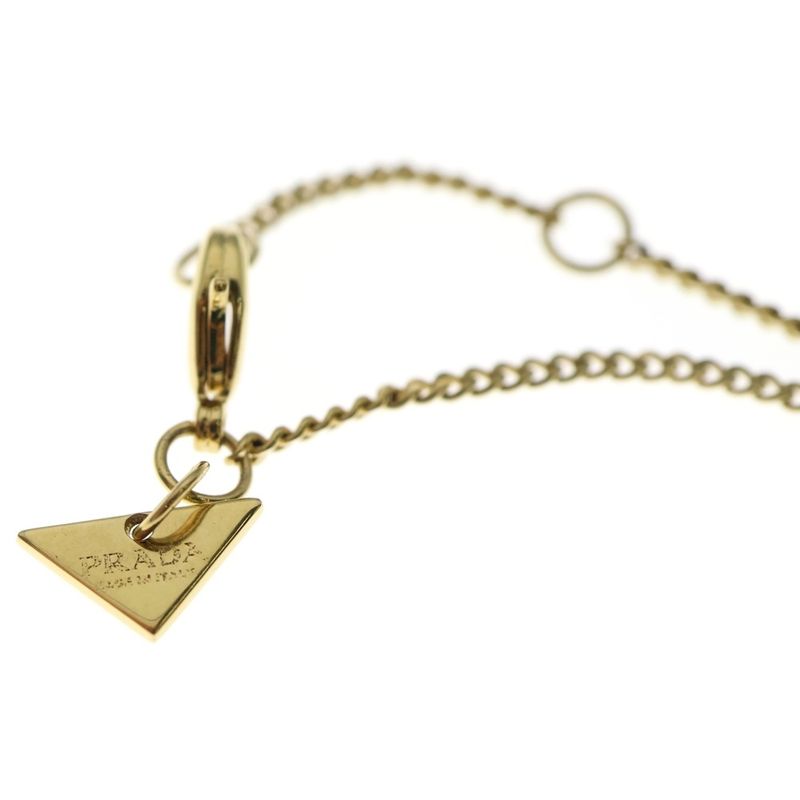 Prada Triangle Logo Necklace Pendant Chain Gold And Black Enamel And Metal