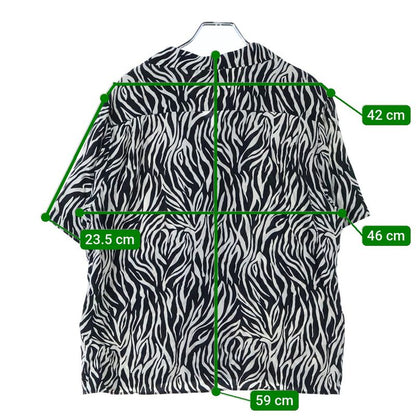 Celine 20SS Zebra Pattern Open Collar Rayon Short Sleeve Shirt Black White
