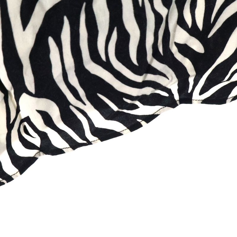 Celine 20SS Zebra Pattern Open Collar Rayon Short Sleeve Shirt Black White