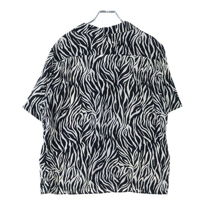 Celine 20SS Zebra Pattern Open Collar Rayon Short Sleeve Shirt Black White