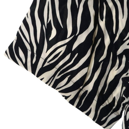 Celine 20SS Zebra Pattern Open Collar Rayon Short Sleeve Shirt Black White