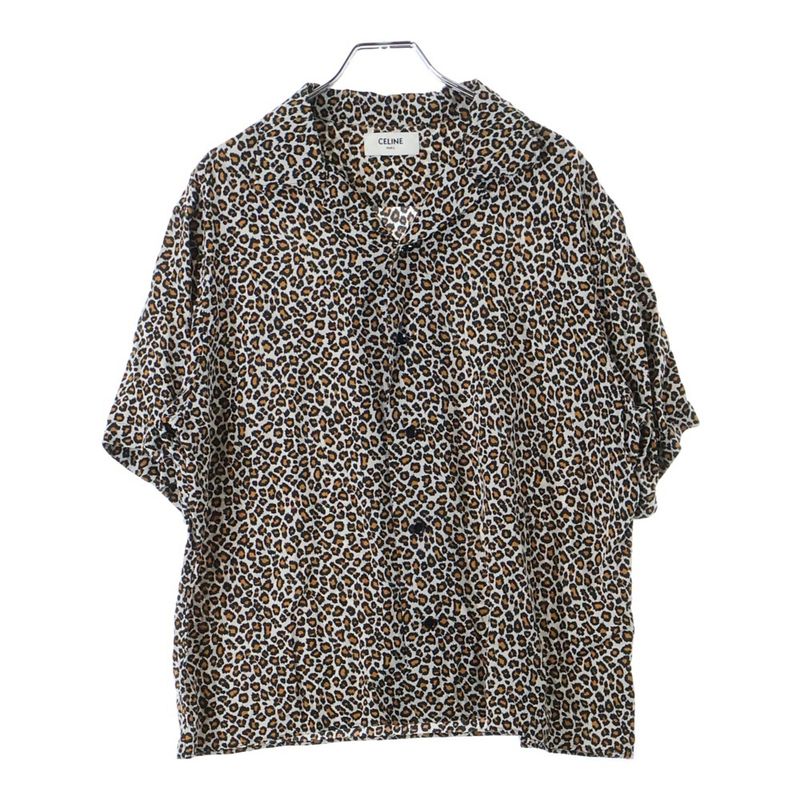 Celine 20AW Leopard Open Collar Rayon Short Sleeve Shirt Brown 2c036900h