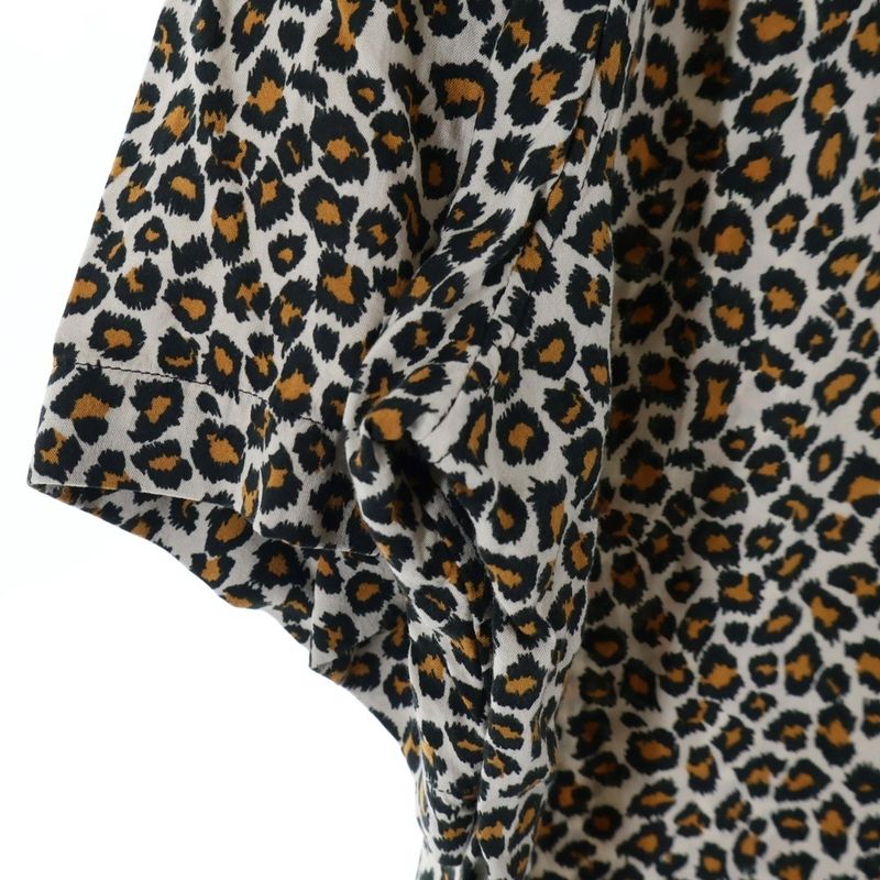 Celine 20AW Leopard Open Collar Rayon Short Sleeve Shirt Brown 2c036900h