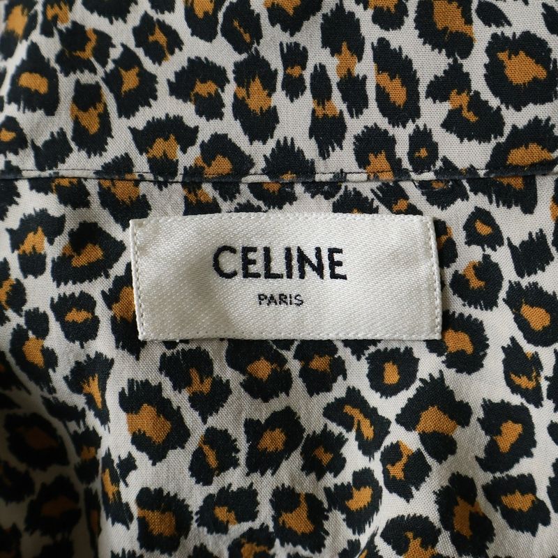 Celine 20AW Leopard Open Collar Rayon Short Sleeve Shirt Brown 2c036900h