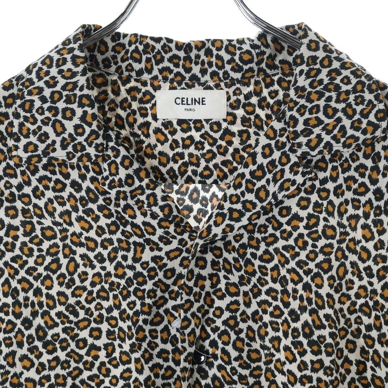 Celine 20AW Leopard Open Collar Rayon Short Sleeve Shirt Brown 2c036900h