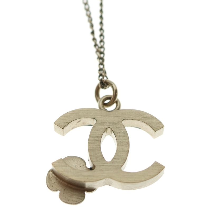 Chanel Coco Mark Camellia Necklace Pendant Chain Gold And Black