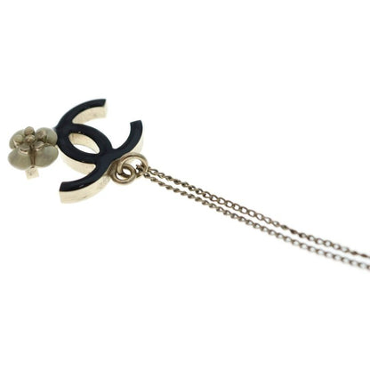 Chanel Coco Mark Camellia Necklace Pendant Chain Gold And Black