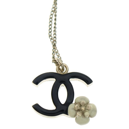Chanel Coco Mark Camellia Necklace Pendant Chain Gold And Black
