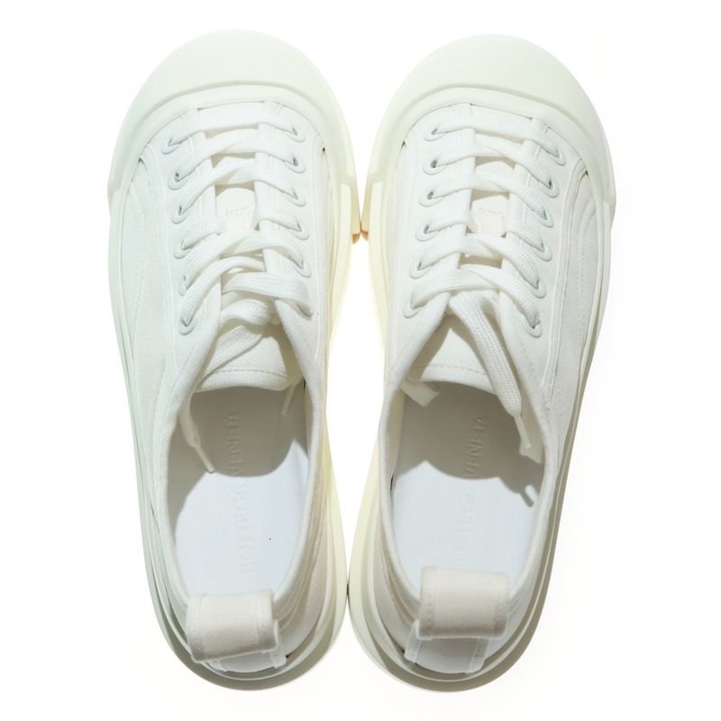 Bottega Veneta Vulcan Platform Canvas Low Cut Sneakers White