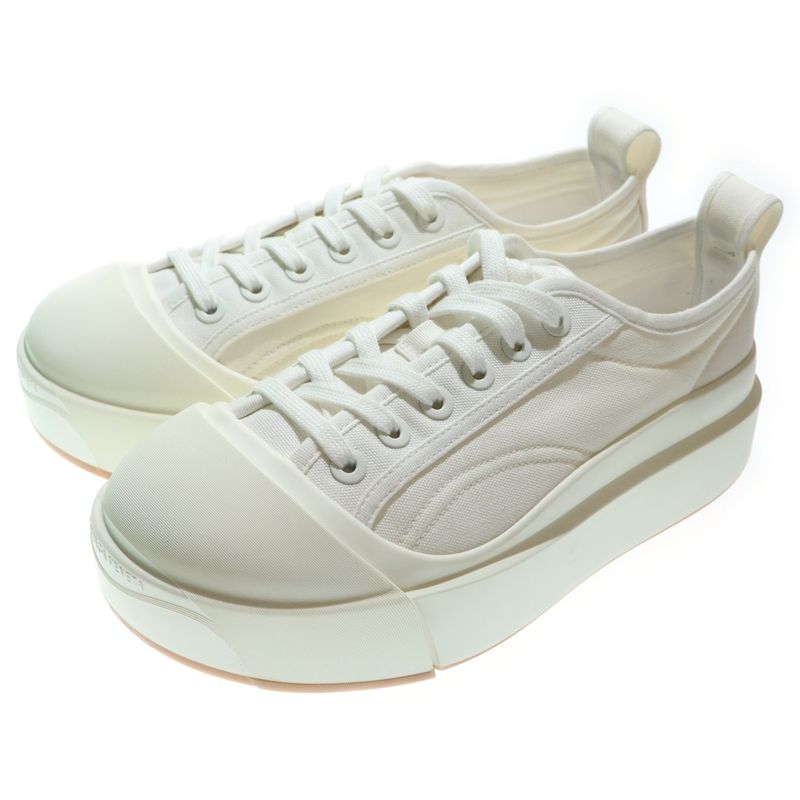Bottega Veneta Vulcan Platform Canvas Low Cut Sneakers White