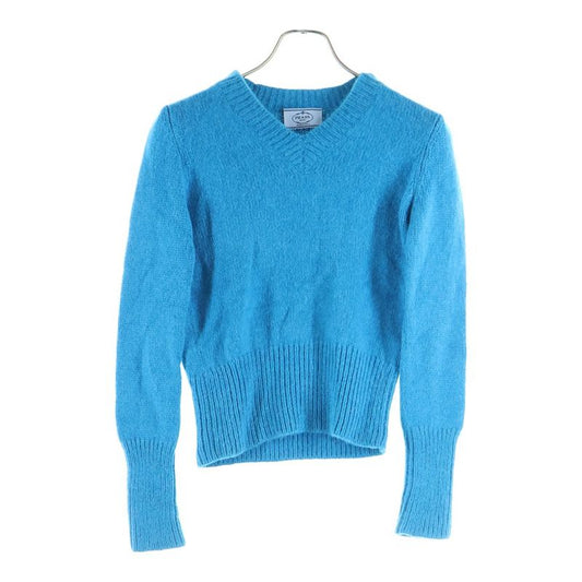 Prada Alpaca Wool V-neck Knitted Sweater Blue Women's P24d07