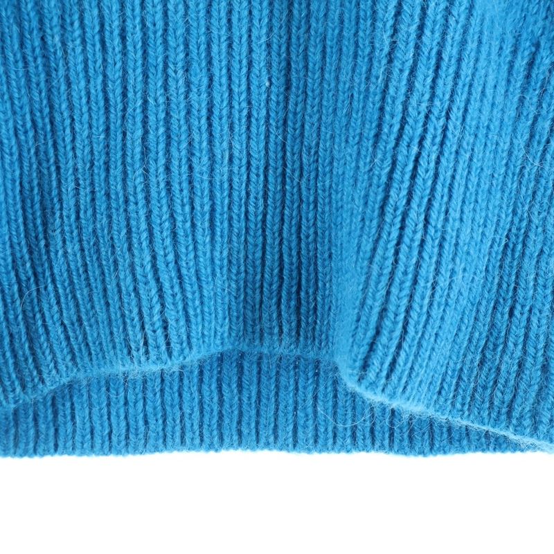 Prada Alpaca Wool V-neck Knitted Sweater Blue Women's P24d07