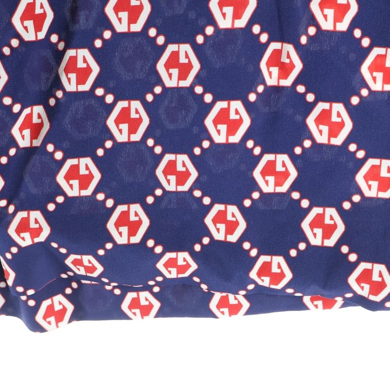 Gucci GG Hexagon All-over Silk Shorts Navy Red 654859 Zaf9w