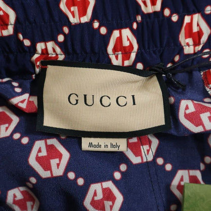 Gucci GG Hexagon All-over Silk Shorts Navy Red 654859 Zaf9w