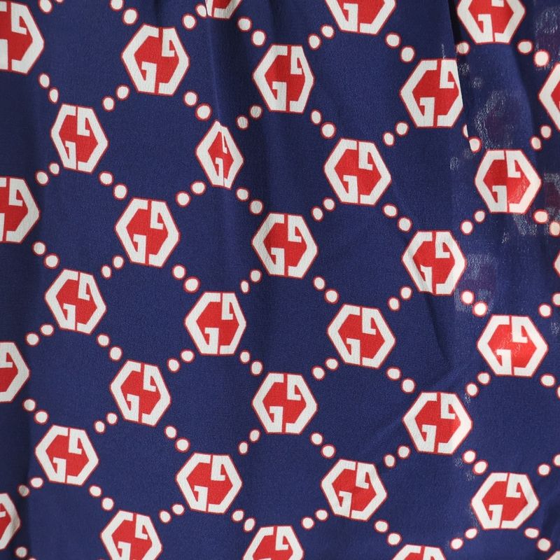 Gucci GG Hexagon All-over Silk Shorts Navy Red 654859 Zaf9w