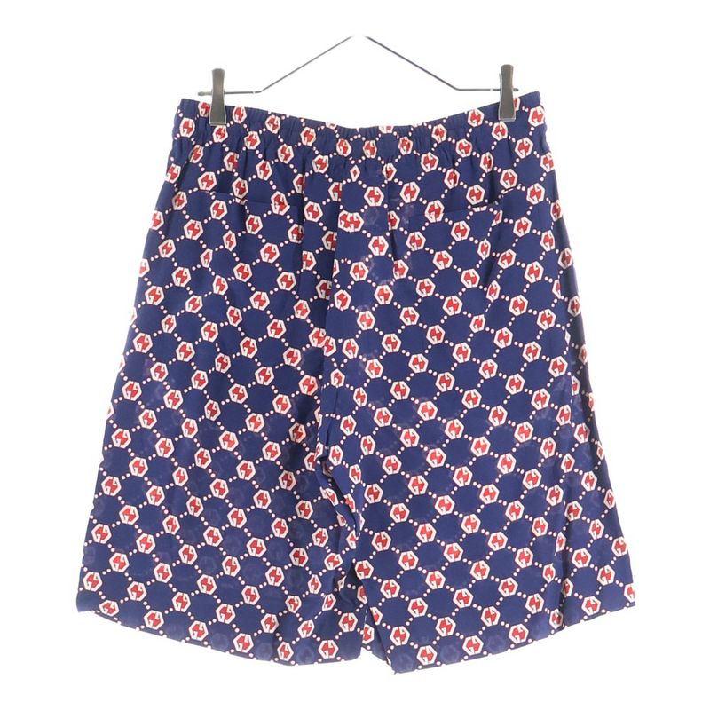 Gucci GG Hexagon All-over Silk Shorts Navy Red 654859 Zaf9w
