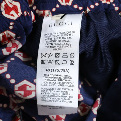 Gucci GG Hexagon All-over Silk Shorts Navy Red 654859 Zaf9w