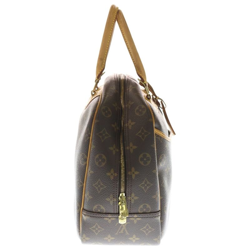 Louis Vuitton Deauville Monogram PVC Leather Handbag Gold Hardware Brown M47270