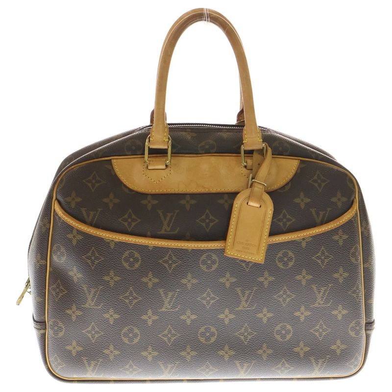 Louis Vuitton Deauville Monogram PVC Leather Handbag Gold Hardware Brown M47270