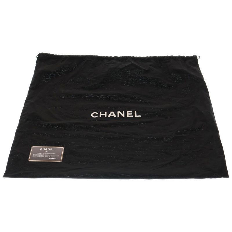 Chanel Coco Mark Logo Plate Leather Chain Shoulder Bag Silver Hardware Black