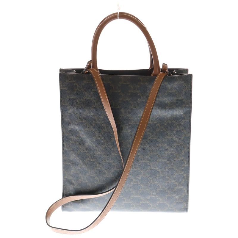 Celine Vertical Cabas Small Triomphe Logo PVC Leather 2WAY Hand Shoulder Bag